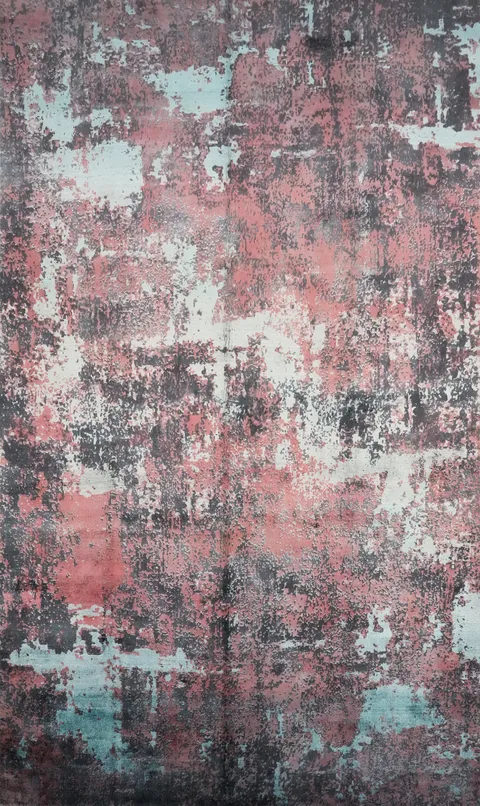 Contemporary Abstract Distressed Look Area Rug 7x10