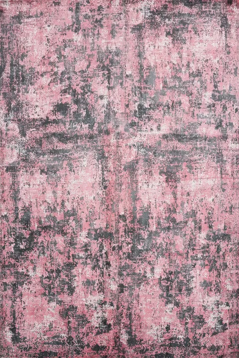 Modern Distressed Pink and Gray Abstract Area Rug 8x10