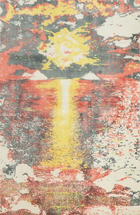 Sunset Symphony: Radiant Artistry on a Handmade Rug 6x7