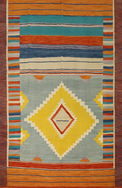 Vibrant Southwestern Style Kilim Area Rug 9x12