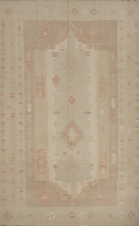 Vegetable Dye Wool Kilim Handwoven Area Rug 7x10