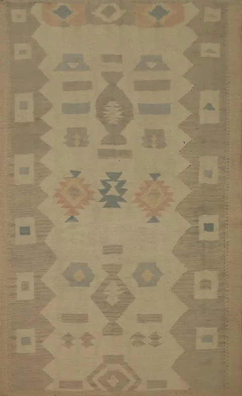 Vegetable Dye Wool Kilim Handwoven Rug 4x6