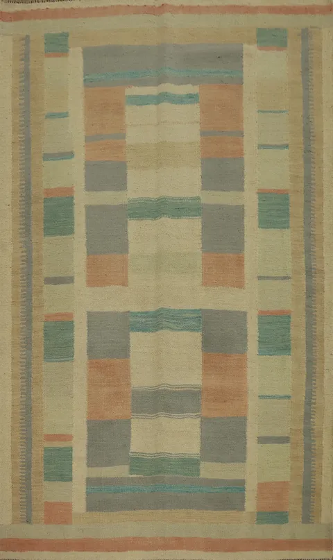 Geometric Wool Kilim Handwoven Rug 4x6