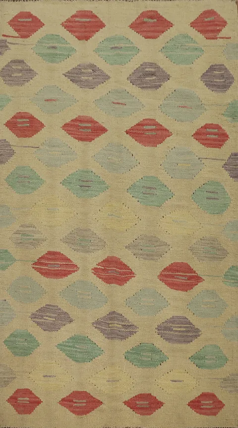 Modern Geometric Kilim Handwoven Rug 3x5