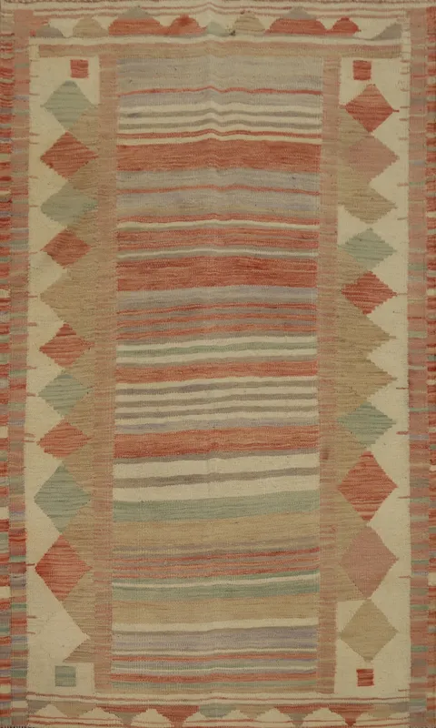 Earthy Tones with Geometric Charm Handwoven Kilim Rug 4x6