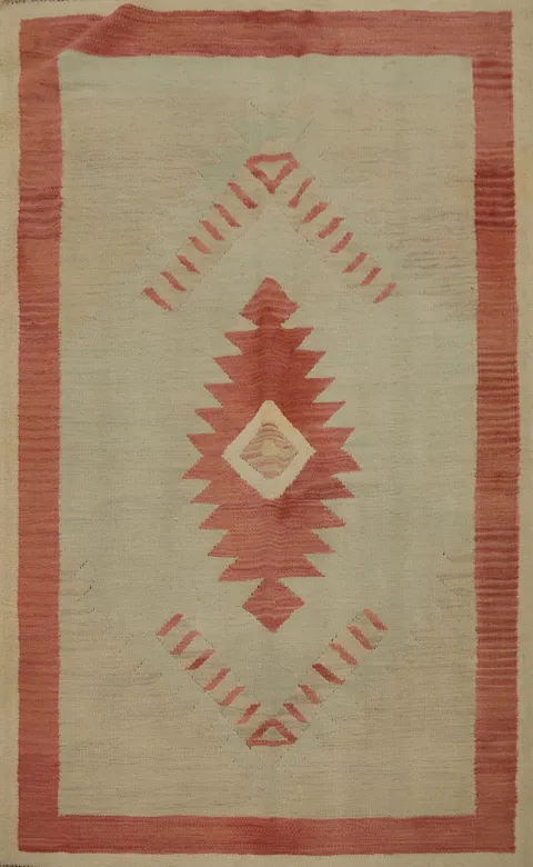 Southwestern Style Kilim Rug 4x6 with Geometric Patterns in Earth Tones