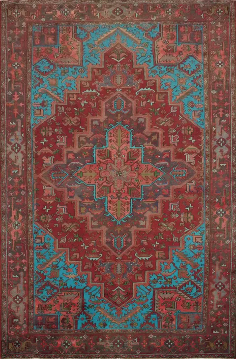 Geometric Wool Red Heriz Persian Area Rug 8x11