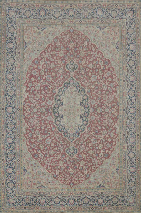 Vegetable Dye Floral Kerman Persian Area Rug 8x11