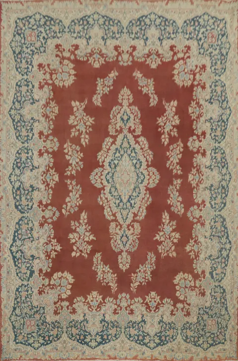 Floral Wool Kerman Persian Area Rug 10x12
