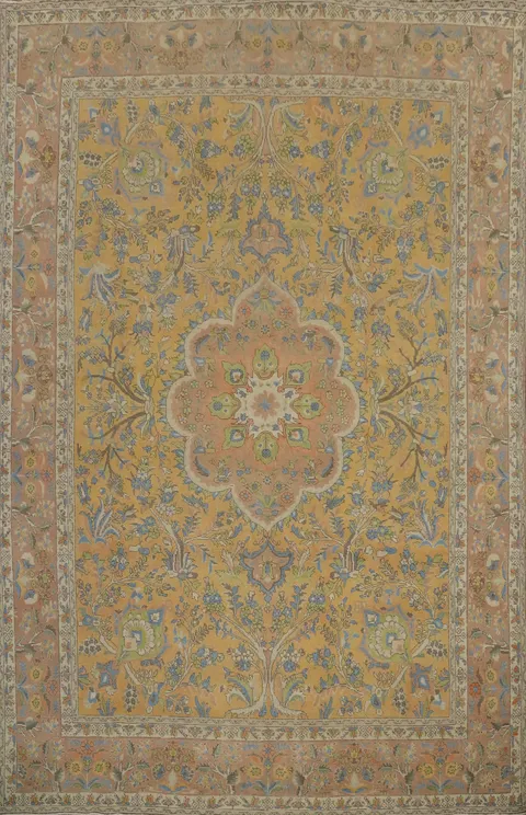 Handmade Floral Mashad Persian Area Rug 10x13
