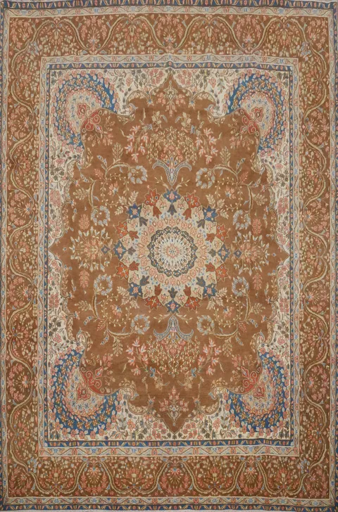 Vegetable Dye Floral Mashad Persian Area Rug 10x13