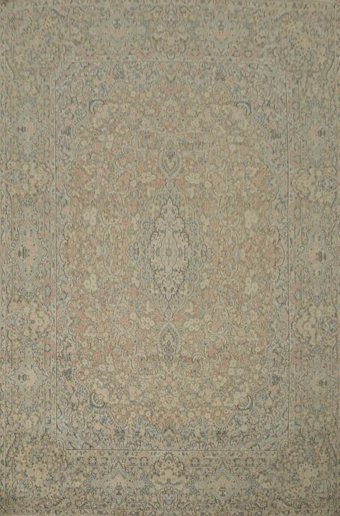 Vegetable Dye Floral Kerman Persian Area Rug 10x12