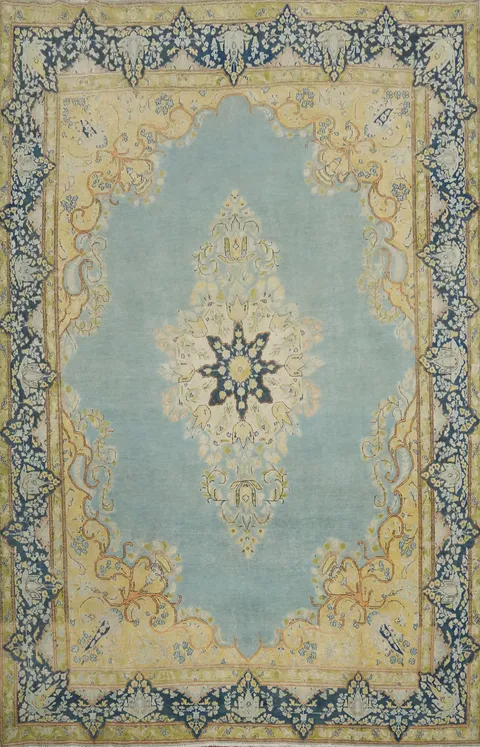 Light Blue Kerman Vegetable Dye Persian Area Rug 7x10