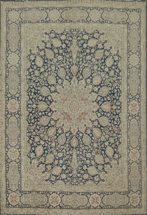 Vegetable Dye Blue Kerman Persian Large Rug 10x13