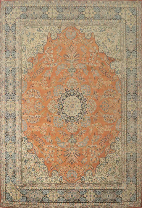 Vintage Wool Floral Kerman Persian Area Rug 10x13
