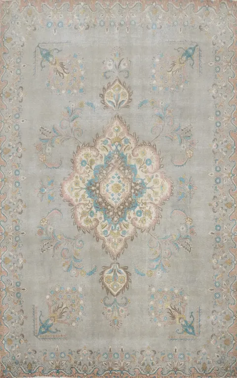 Distressed Wool Gray Tabriz Persian Area Rug 9x12