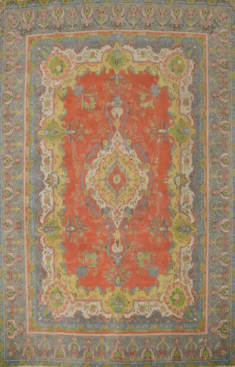 Orange Wool Medallion Tabriz Persian Area Rug 10x13