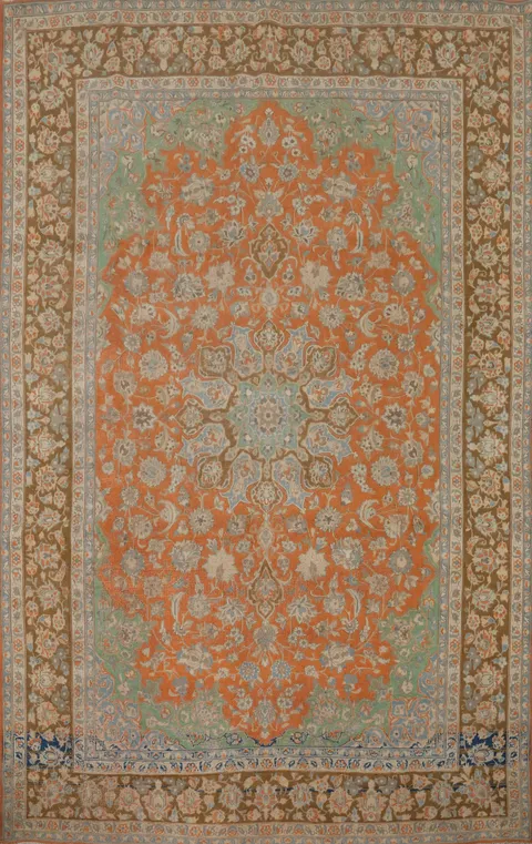 Traditional Orange Najafabad Persian Large Rug 10x14