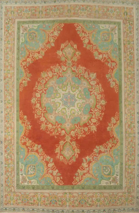Orange Wool Medallion Tabriz Persian Area Rug 10x13