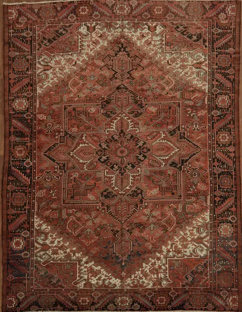 Red Persian Area Rug with Stunning Geometric Symmetry 10x13