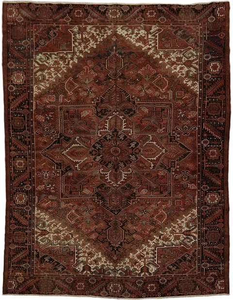 Vintage Traditional Geometric Red Heriz Persian Rug 10x13