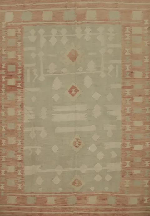 Vegetable Dye Wool Kilim Handwoven Area Rug 8x10