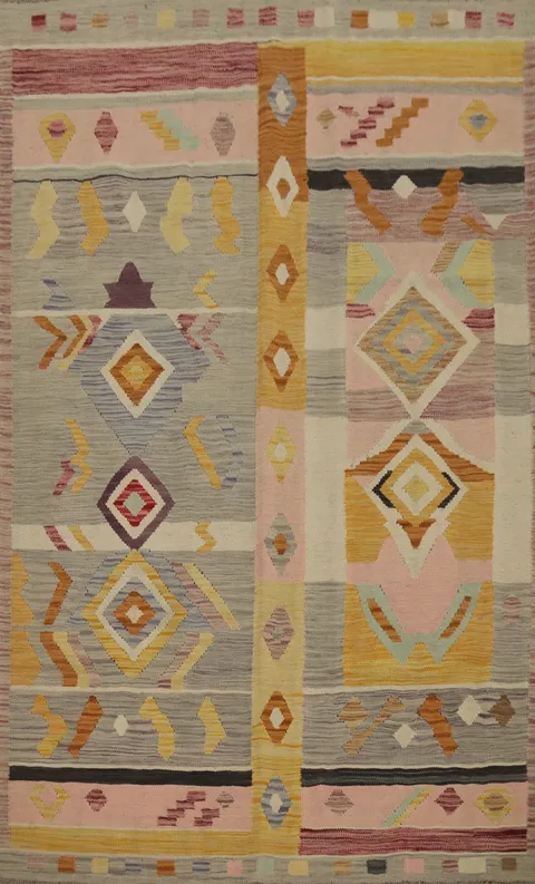 Vegetable Dye Wool Kilim Handwoven Rug 5x7