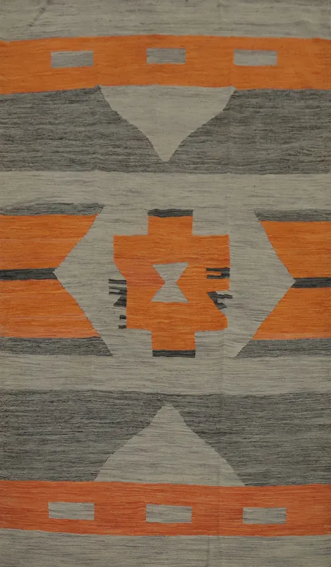 Vegetable Dye Wool Kilim Handwoven Area Rug 5x8