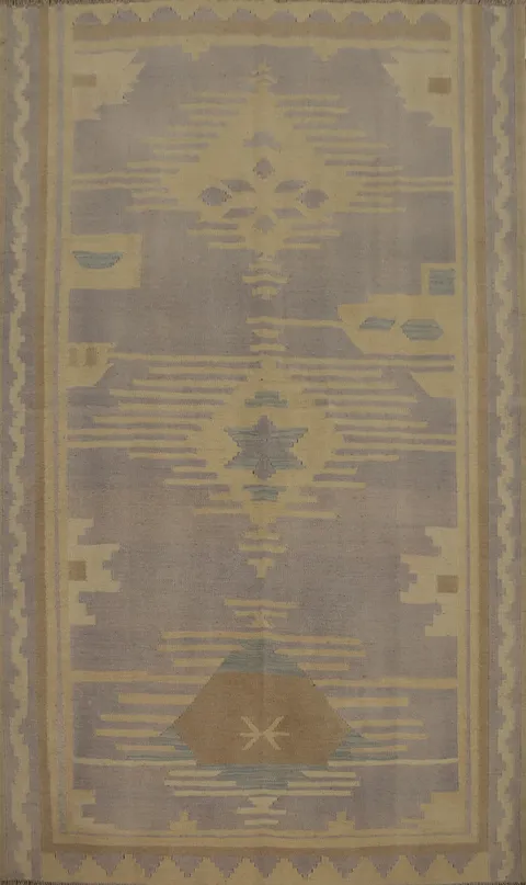 Vegetable Dye Purple Wool Kilim Handwoven Rug 5x7