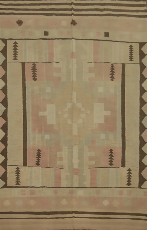 Vegetable Dye Wool Kilim Handwoven Area Rug 6x9