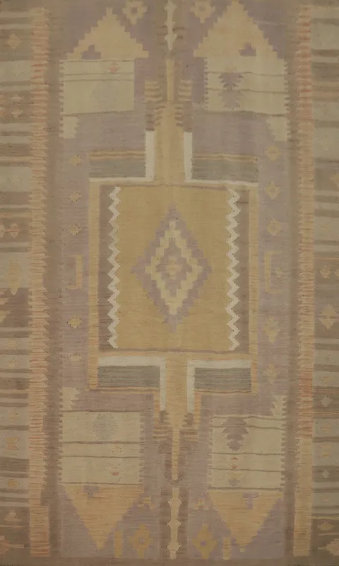 Vegetable Dye Geometric Kilim Handwoven Rug 5x7
