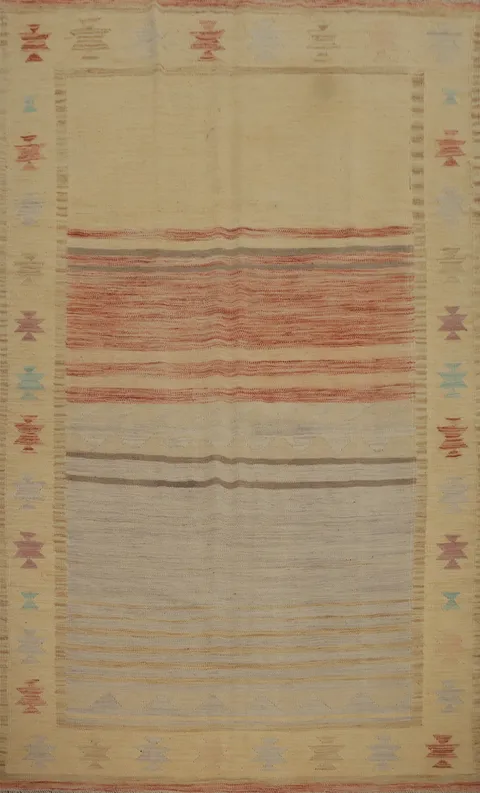 Vegetable Dye Wool Kilim Flat Weave Rug 5x7