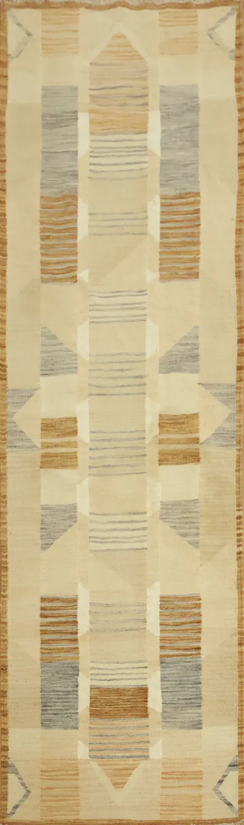 Tribal Wool Kilim Vegetable Dye Runner Rug 3x10
