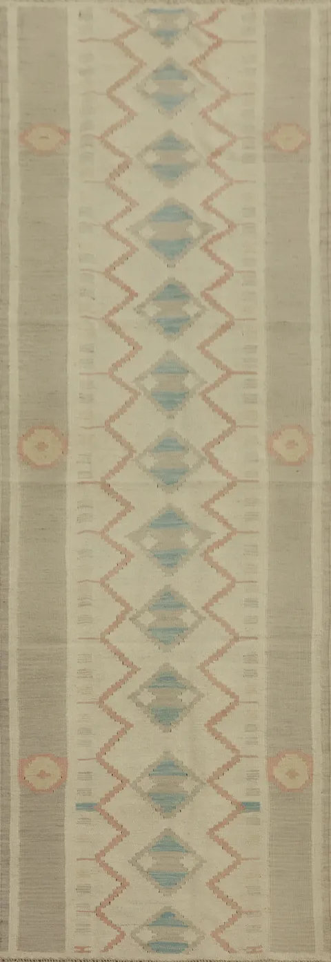 Tribal Wool Kilim Handwoven Runner Rug 3x9