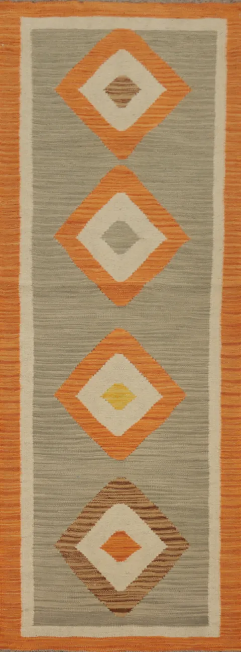 Vegetable Dye Kilim Handwoven Runner Rug 2x6