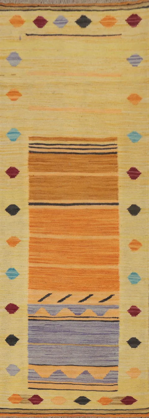 Vegetable Dye Kilim Flat Weave Runner Rug 2x6
