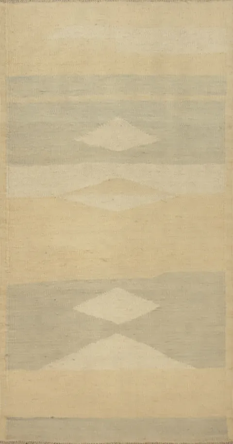 Modern Wool Geometric Kilim Handwoven Rug 2x4