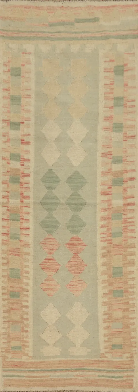 Geometric Kilim Vegetable Dye Runner Rug 2x6