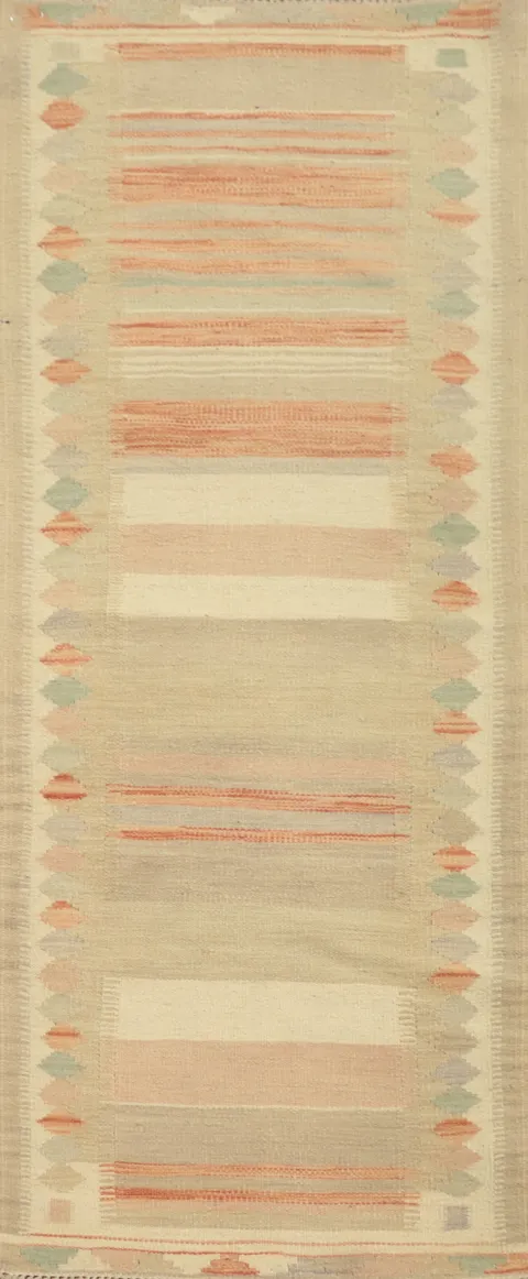 Geometric Kilim Vegetable Dye Runner Rug 2x6
