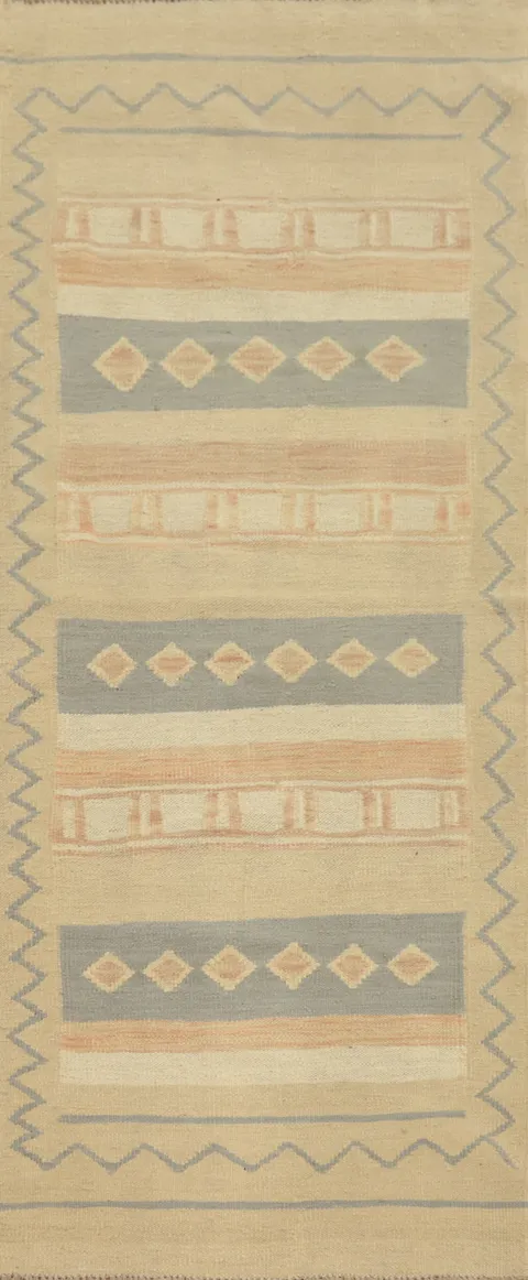 Vegetable Dye Kilim Flat Weave Runner Rug 2x6