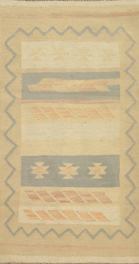 Vegetable Dye Wool Kilim Handwoven Rug 2x4