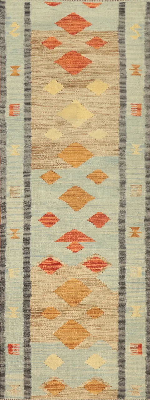 Handwoven Geometric Kilim Runner Rug 2x6