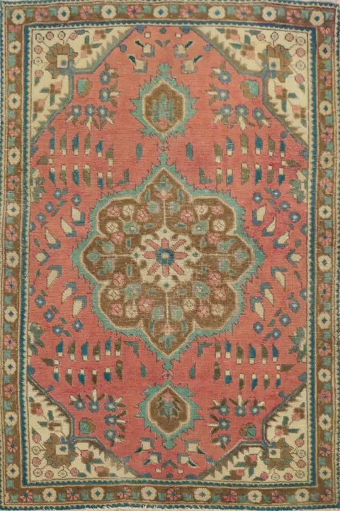 Pink Wool Tabriz Persian Rug 3x5