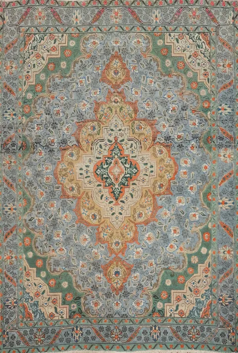 Blue Medallion Tabriz Persian Rug 5x6