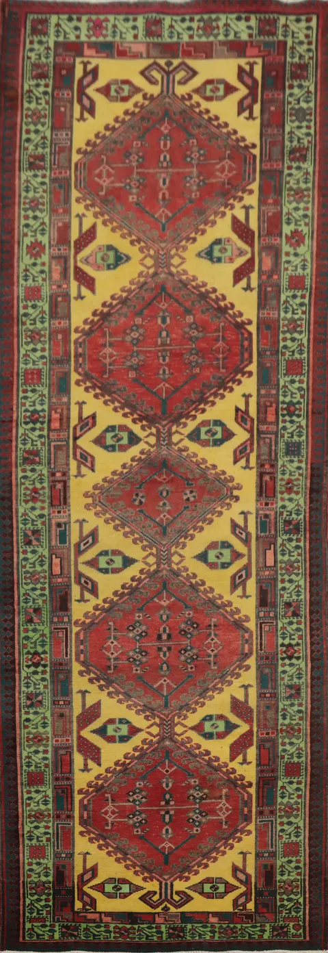 Vintage Wool Ardebil Persian Runner Rug 3x11