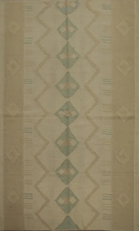 Earthy Tones Wool Kilim Handwoven Rug 5x6