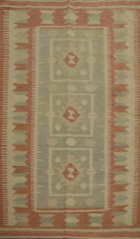 Vegetable Dye Wool Kilim Handwoven Rug 4x6