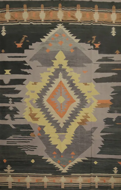 Geometric Kilim Handwoven Area Rug 9x12