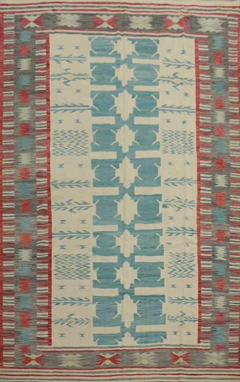 Geometric Kilim Handwoven Area Rug 9x12