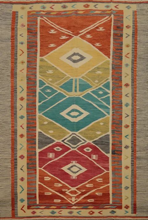 Geometric Kilim Flat Weave Area Rug 8x10
